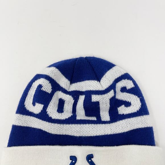 NFL Team Apparel Indianapolis Colts Beanie Hat Cap Blue White Horseshoe Foldover - Picture 4 of 7